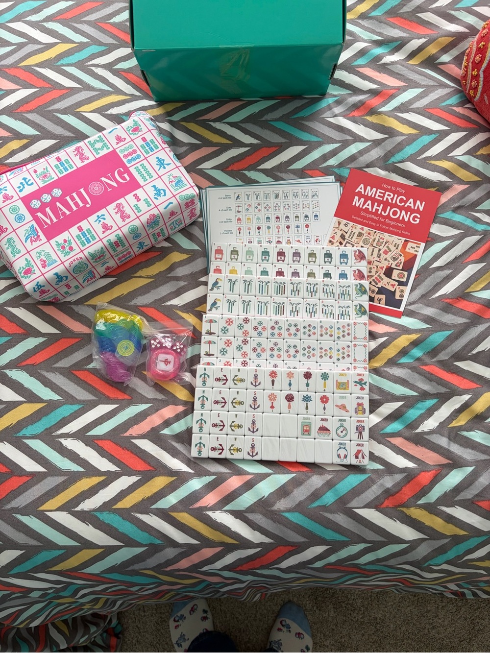 American Mahjong Tile Set - White Tiles with Multicolor Travel theme - Picture 3 of 9